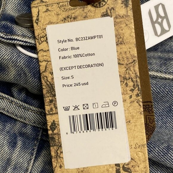 Birth Of Royal Child Men's Distressed Jeans Blue Size S – Chain Ink Print & Fray - Picture 11 of 11